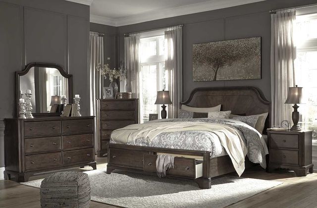 Signature Design by Ashley® Adinton Rustic Brown California King Panel Storage Bed-2