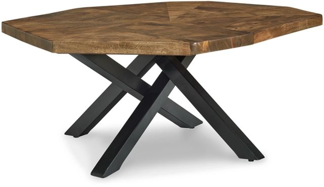 Signature Design by Ashley® Haileeton Brown Coffee Table with Black Metal Base-0
