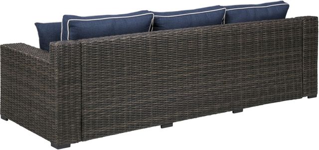 Signature Design by Ashley® Grasson Lane Blue/Brown Outdoor Fabric/Wicker Sofa-2