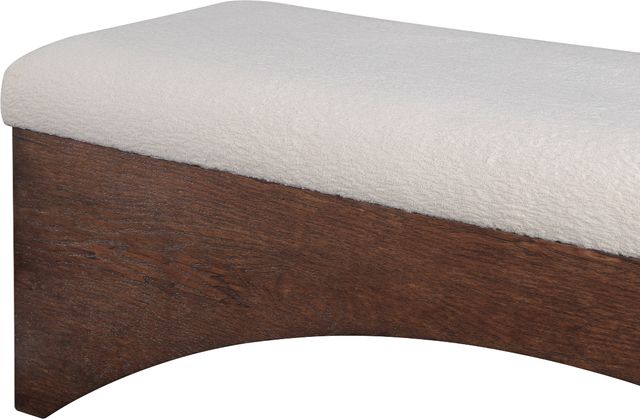 Meridian Furniture Lawson Beige/Walnut Velour Fur Fabric Bench-3