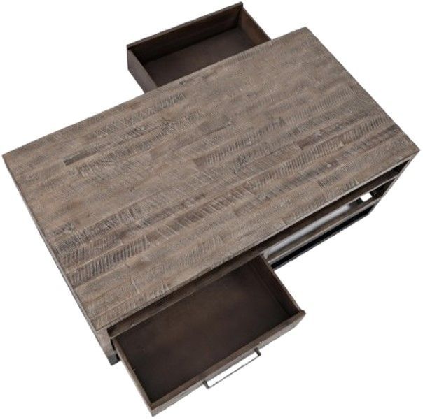 Jofran Inc. East Hampton Distressed Gray Cocktail Table with Black Base-2