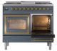 Ilve® Nostalgie II Noblesse 40'' Blue Gray Pro Style Dual Fuel Range with Brass Trim-4