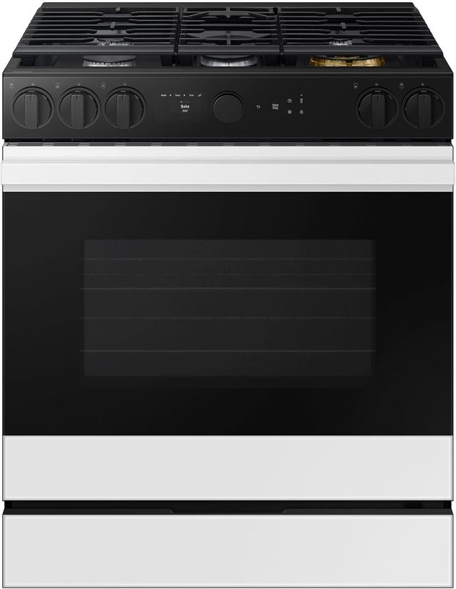 Samsung Bespoke 30" White Glass Slide In Gas Range-0