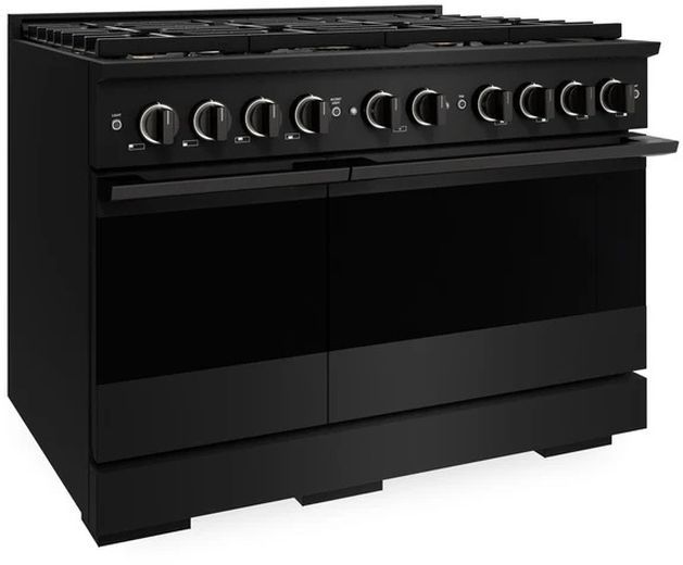 ZLINE Marino 48" Black Stainless Steel Pro Style Dual Fuel Range with 8-Burner DuoPro™ Cooktop and Electric Convection Oven-3