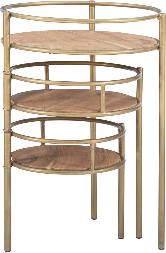 Powell® Collis Natural/Gold Three Tiered Plant Stand-0