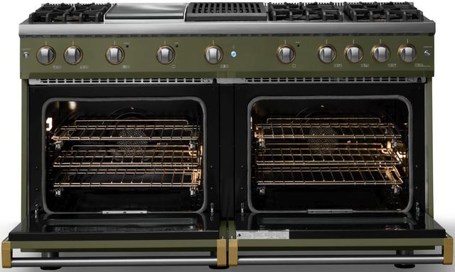 Viking® 5 Series 60" Martini Pro Style Gas (NG) Range with Brushed Brass Trim-1