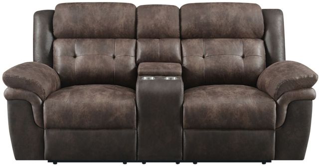 Coaster® Saybrook Chocolate/Dark Brown Power Reclining Tufted Cushion Loveseat-0