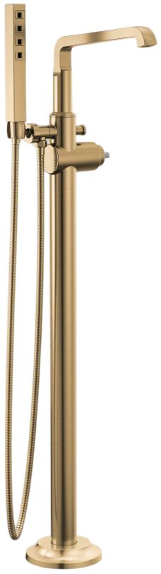 Delta Tetra® Lumicoat® Champagne Bronze Single Handle LHP Floor Mount Tub Filler Trim-0