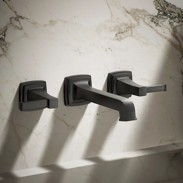 KOHLER® Riff® Matte Black Wall-Mount Bathroom Sink Faucet Trim-3