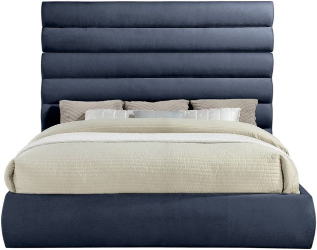 Meridian Furniture Adam Navy 71" King Upholstered Panel Bed-1