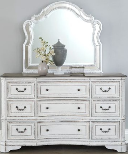 Liberty Furniture Magnolia Manor Antique White Dresser and Mirror Liddiard Home Furnishings