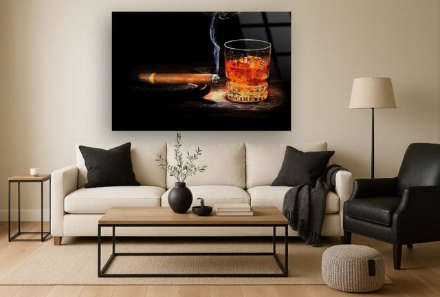 Classy Living Cohiba and Whiskey Wall Art-1