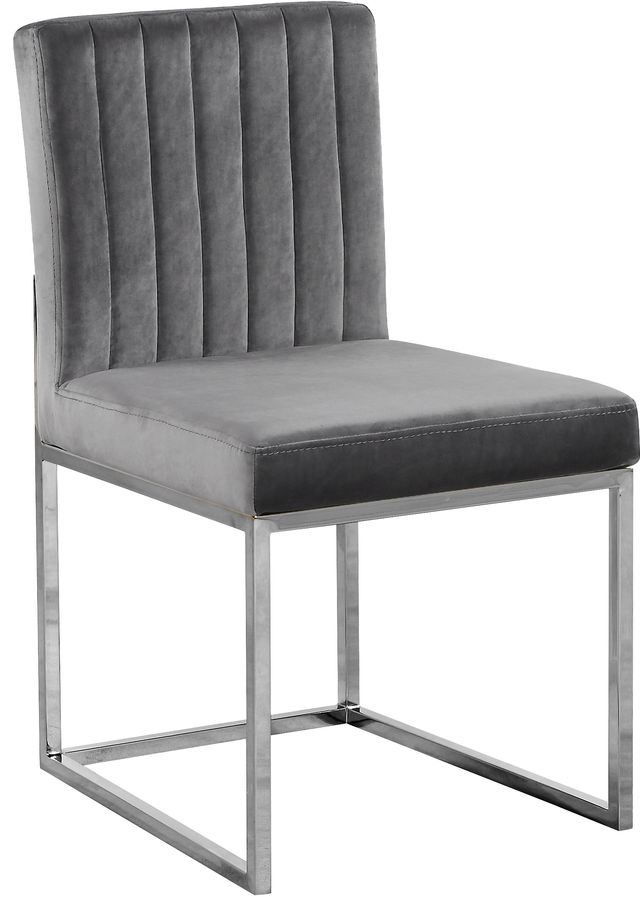 Meridian Furniture Giselle Gray/Chrome Velvet Dining Chair-0