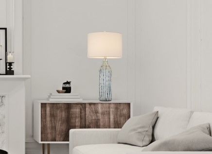 Cal® Lighting & Accessories Inveruno Aqua Grey Table Lamp-1