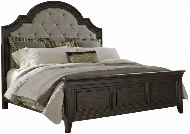 Liberty Furniture Paradise Valley 5-Piece Flax Tweed/Saddle Brown King Upholstered Panel Bedroom Set-1