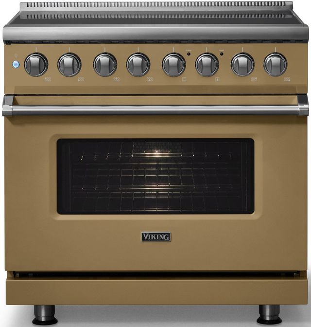 Viking® 5 Series 36" Golden Hour Pro Style Induction Range with Polished Chrome Trim-3