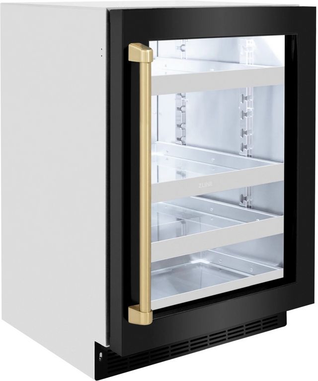 ZLINE Touchstone Autograph Edition 5.2 Cu. Ft. Stainless Steel Beverage Center with Black Stainless Steel Glass Door and Champagne Bronze Handle-3