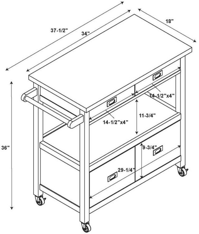Linon Sydney Gray Kitchen Cart-3