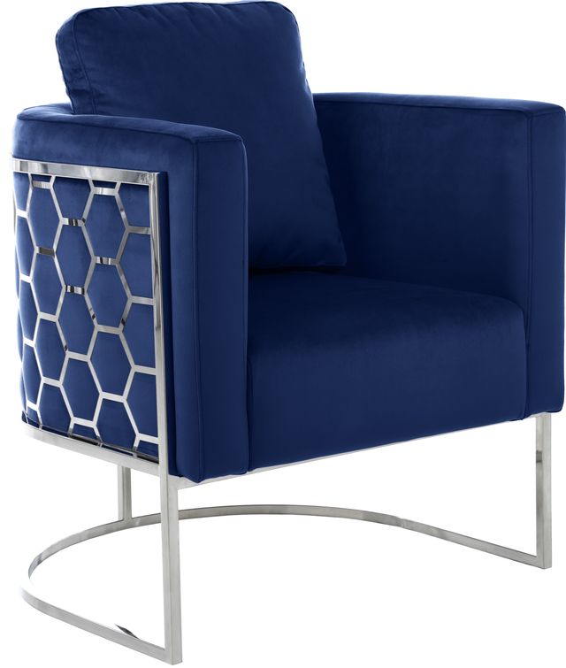 Meridian Furniture Casa Navy/Chrome Velvet Chair-0