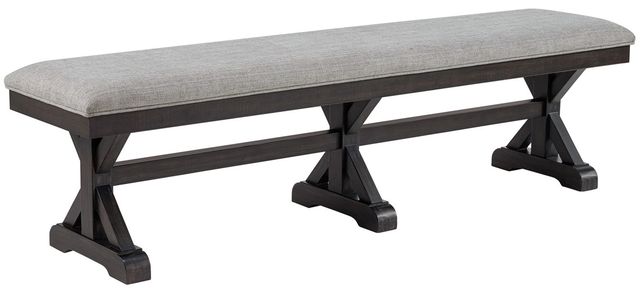 Elements International Montrose Espresso/Light Gray Upholstered Dining Bench-0