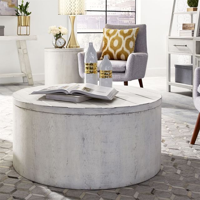 Liberty Furniture Modern Farmhouse 3-Piece White Drum Living Room Table Set-0