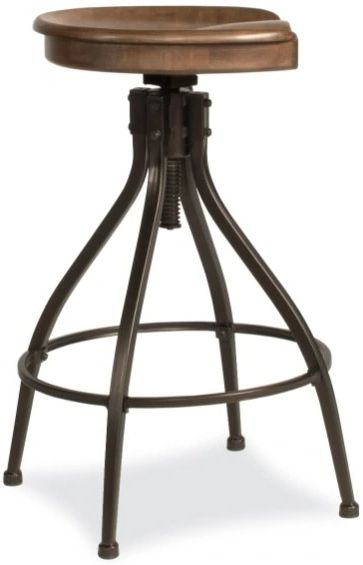 HH2 Home Worland Brown/Distressed Walnut Adjustable Metal Stool-3