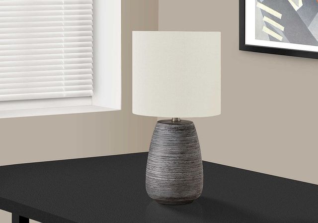 Monarch Specialties Inc. 19"H Grey Ceramic Table Lamp-3
