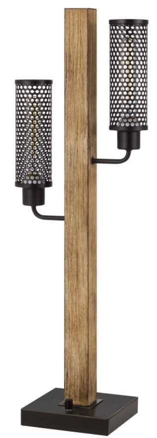 Cal® Lighting & Accessories Lenox Dark Bronze/Light Oak Table Lamp-0