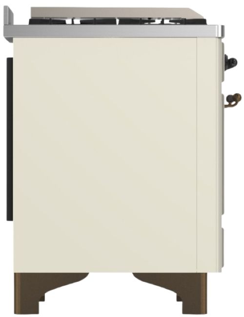 Ilve® Majestic III 36" Antique White Pro Style Dual Fuel Natural Gas Range with 6 Black Brass Burners and Burnished Trim-3
