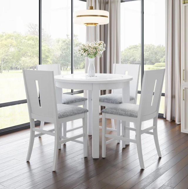 Jofran Inc. Urban Icon Glass Top Round Counter Table with White Base-1