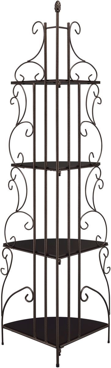 Coaster® Poppy Cappuccino/Copper 4-Shelf Corner Bookcase-1