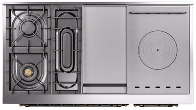 Ilve® Nostalgie II Series 48" Burgundy Pro Style Dual Fuel Range-3