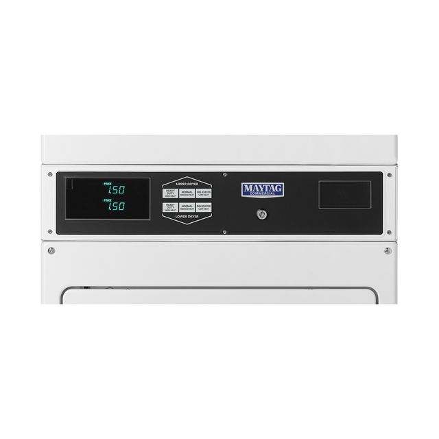 Maytag Commercial MLG26PRFWW Two-Pocket Card-Reader-Ready Gas Stacked Dryer, 14.8 Cu. Ft. Total Capacity, White-1