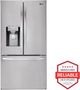 LG 36" 27.7 Cu. Ft. PrintProof™ Stainless Steel Freestanding French Door Refrigerator with Ice and Water Dispenser-1