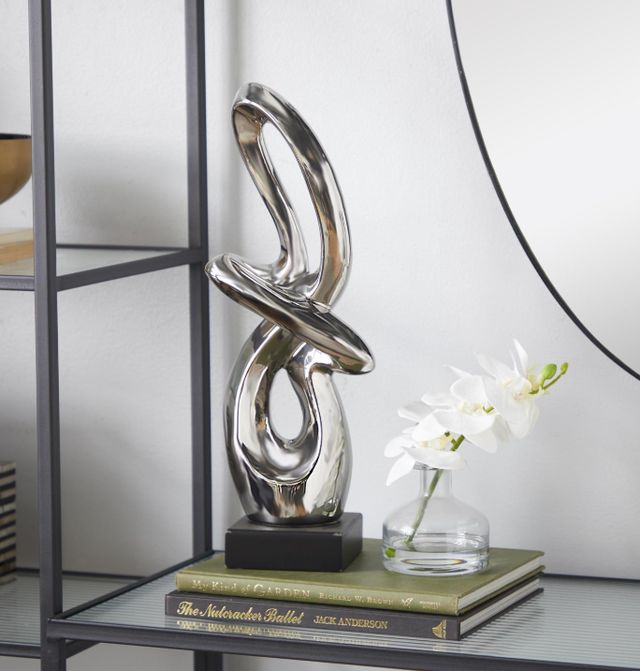 Deco Marche Silver Abstract Swirl with Black Base-4