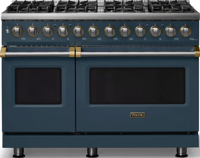 Viking® 5 Series 48" Squall Pro Style Dual Fuel (NG) Range with Brushed Brass Trim-0