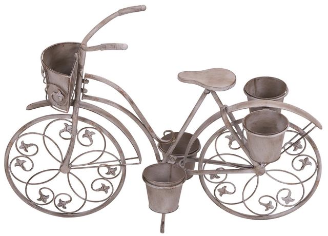 Deco Marche Distressed Gray Bike Plantstand-0