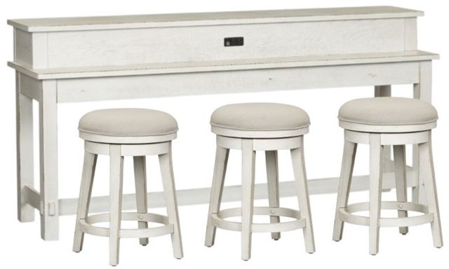 Liberty Furniture Modern Farmhouse 4-Piece Flea Market White/Gray Console Bar Set-0