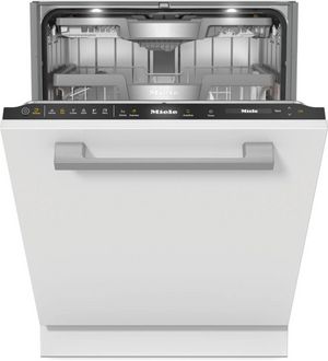 Front view of the slightly opened Miele 24" Panel Ready Top Control Built In Dishwasher