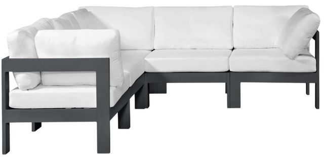 Meridian Furniture Nizuc 5-Piece Dark Gray/White Aluminum/Fabric Outdoor Patio Modular Sectional-0