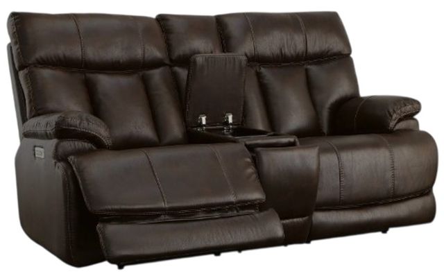 Flexsteel® Clive Brown Power Reclining Loveseat with Console and Power Headrests and Lumbar-2