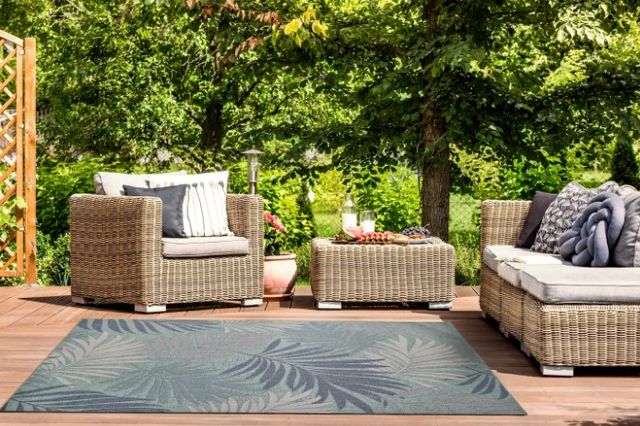 KAS Rugs Provo Aqua Palms 5'x8' Area Rug-4