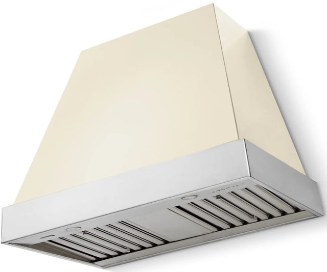 La Cornue CornuFé Euclid 36" Morning Dew Wall Mounted Range Hood with Polished Chrome Trim-0