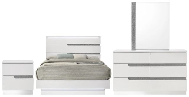New Classic® Home Furnishings Paradox 4-Piece White King Panel Bedroom Set-0