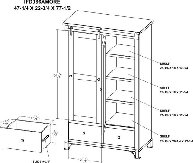 International Furniture Direct Antique Brown Armoire-2