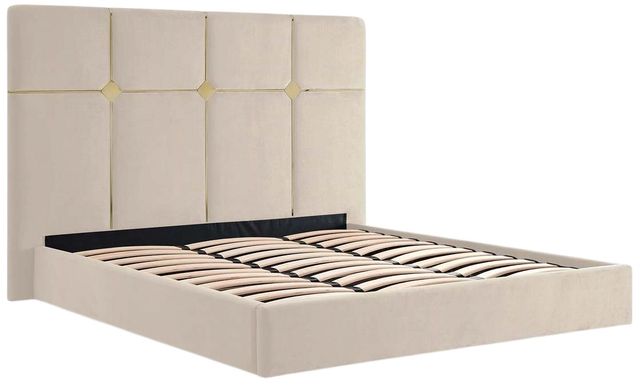 Michael Amini® Zennia Ivory Queen Lift Up Storage Panel Bed-1
