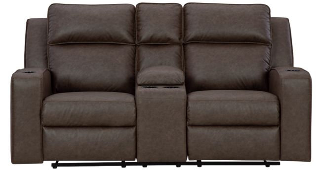 Signature Design by Ashley® Lavenhorne Umber Manual Reclining Loveseat with Console-2