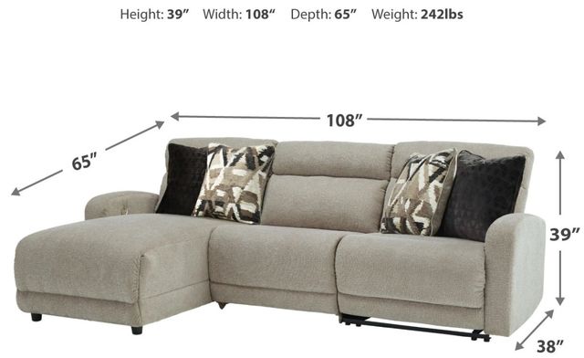 Signature Design by Ashley® Colleyville 3-Piece Stone Left-Arm Facing Power Reclining Sectional and Chaise-2