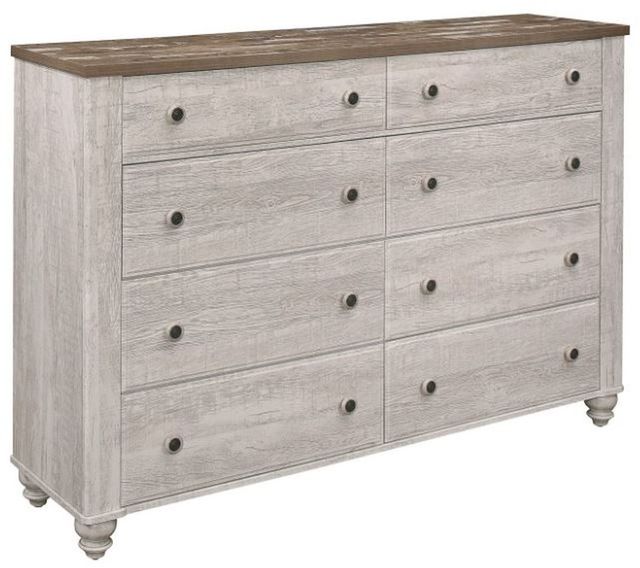 Mazin Furniture Nashville Antique White and Brown Dresser-1