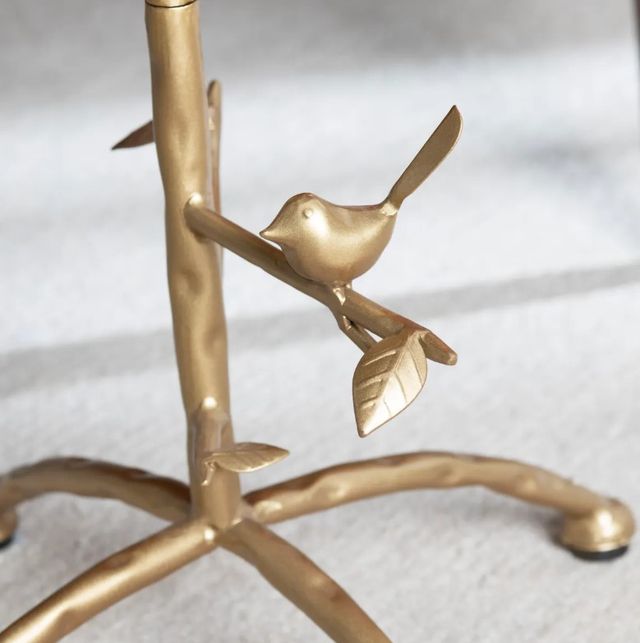 Crestview Collection Tweety Bird White Accent Table with Gold Base-4
